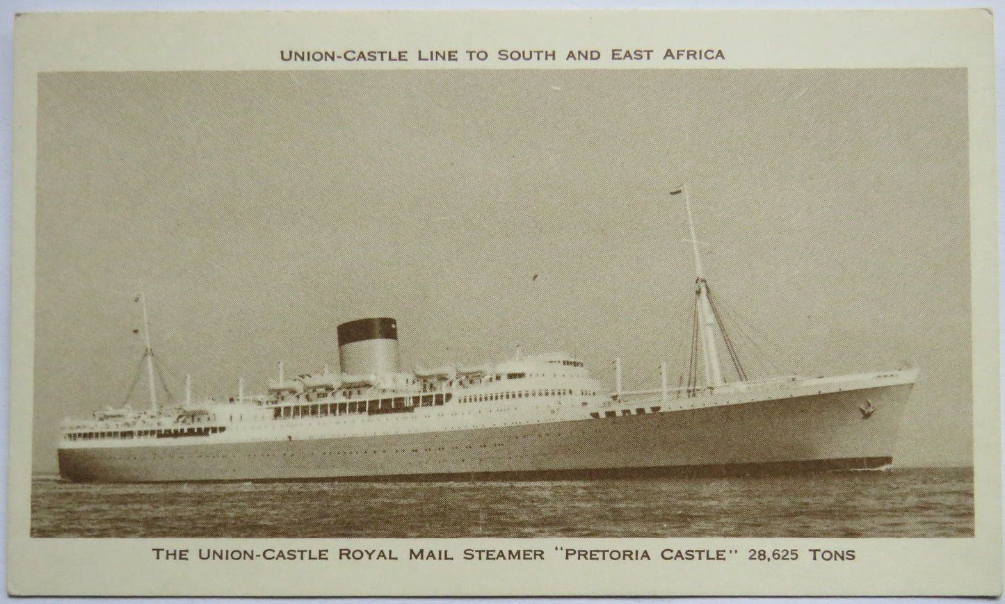 Vintage Postcard of The Union Castle Royal Mail Steamer "Pretoria Castle"