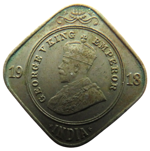 1918 King George V India 2 Annas Coin