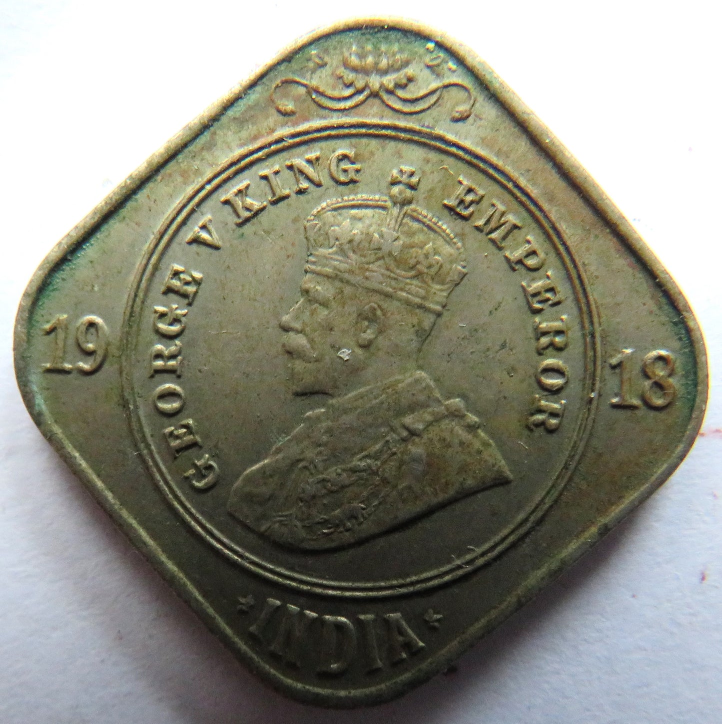 1918 King George V India 2 Annas Coin