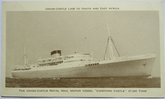 Vintage Postcard of The Union Castle Royal Mail Motor Vessel "Capetown Castle"