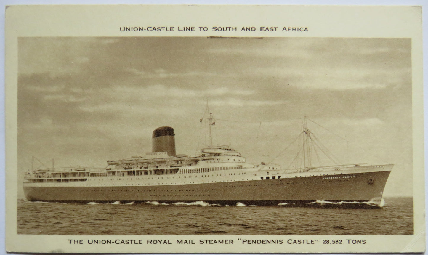 Vintage Postcard of The Union Castle Royal Mail Steamer "Pendennis Castle"
