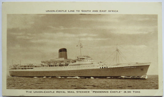 Vintage Postcard of The Union Castle Royal Mail Steamer "Pendennis Castle"
