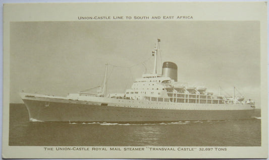 Vintage Postcard of The Union Castle Royal Mail Steamer "Transvall Castle"