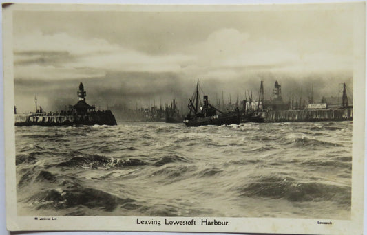 Vintage Postcard Leaving Lowestoft Harbour