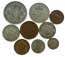 Load image into Gallery viewer, 1941 King George VI 9 Coin Year Set Halfcrown - Farthing Great Britain
