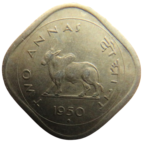 1950 India 2 Annas Coin