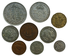 Load image into Gallery viewer, 1942 King George VI 9 Coin Year Set Halfcrown - Farthing Great Britain
