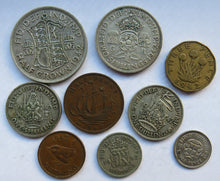 Load image into Gallery viewer, 1942 King George VI 9 Coin Year Set Halfcrown - Farthing Great Britain
