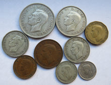 Load image into Gallery viewer, 1942 King George VI 9 Coin Year Set Halfcrown - Farthing Great Britain
