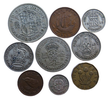 Load image into Gallery viewer, 1942 King George VI 9 Coin Year Set Halfcrown - Farthing Great Britain
