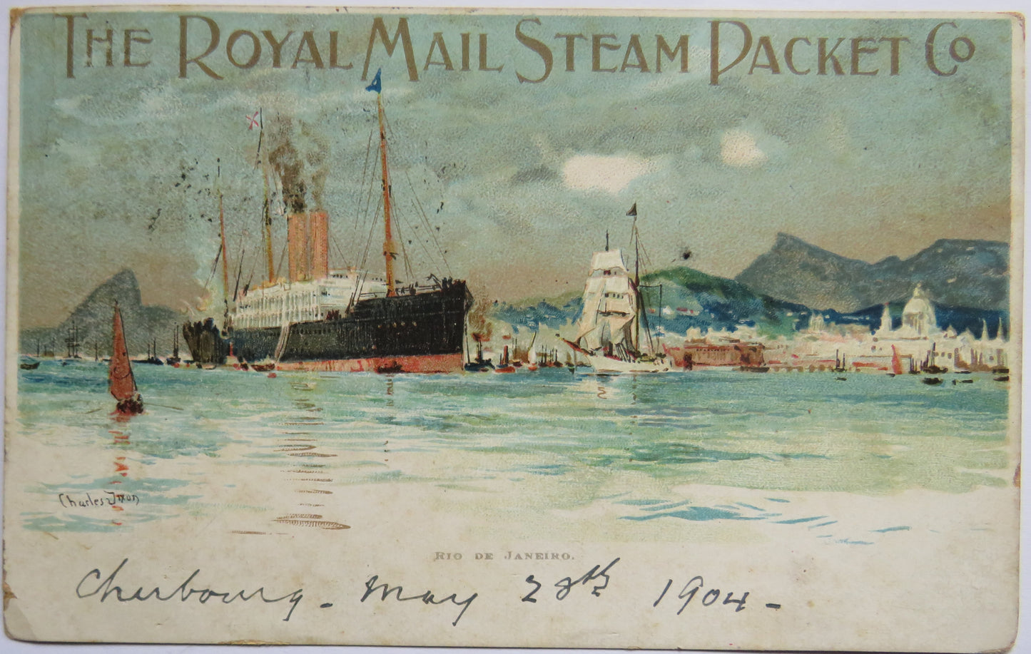 Vintage Shipping Postcard The Royal Mail Steam Packet Co Rio De Janeiro 1904