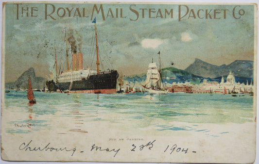 Vintage Shipping Postcard The Royal Mail Steam Packet Co Rio De Janeiro 1904