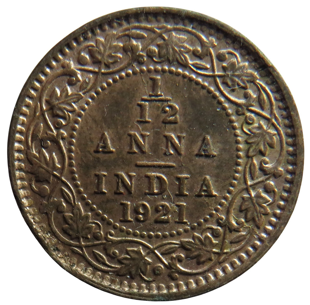 1921 King George V India 1/12th Anna Coin High Grade