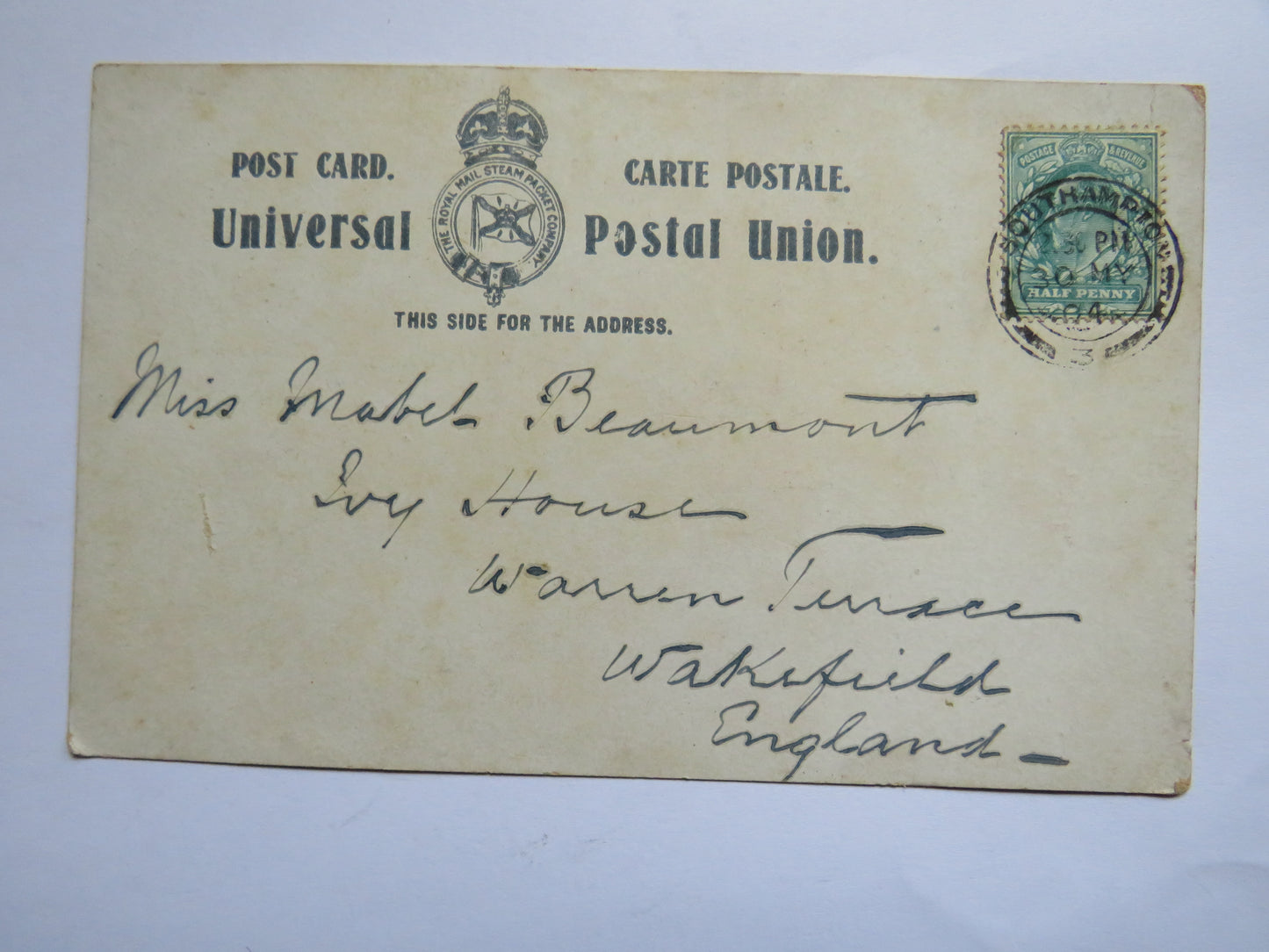 Vintage Shipping Postcard The Royal Mail Steam Packet Co Rio De Janeiro 1904