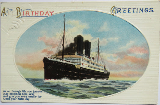 Vintage Shipping "All Birthday Greetings" Postcard