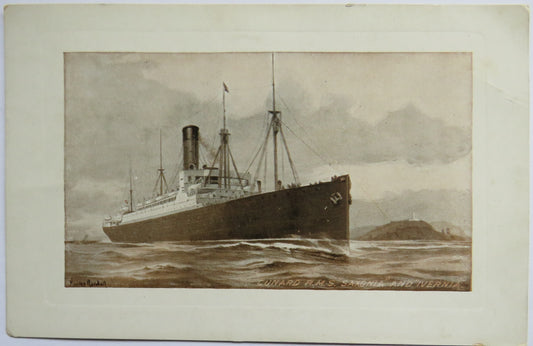 Vintage Shipping Postcard Cunard R.M.S. "Saxonia" and "Ivernia"