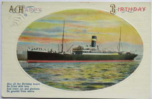 Vintage Shipping "A Happy Birthday" Greetings Postcard
