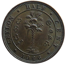 Load image into Gallery viewer, 1926 King George V Ceylon Half Cent Coin
