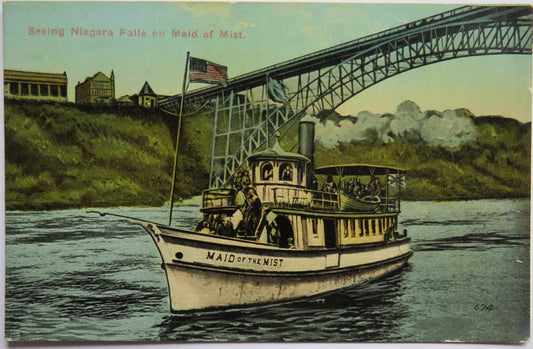 Vintage Postcard of Seeing Niagara Falls On Maid of Mist