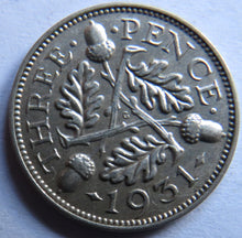 Load image into Gallery viewer, 1931 King George V Silver Threepence Coin In Higher Grade
