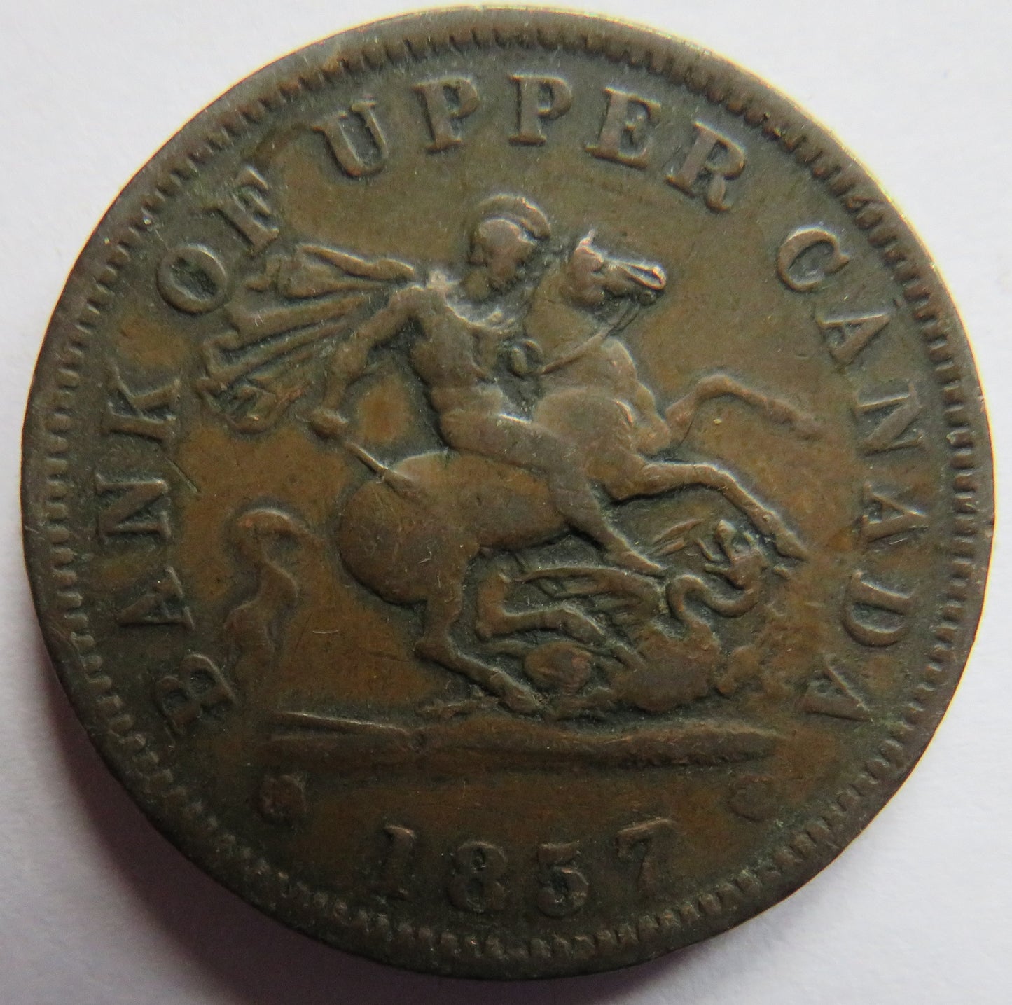 1857 Bank Of Upper Canada One Penny Bank Token
