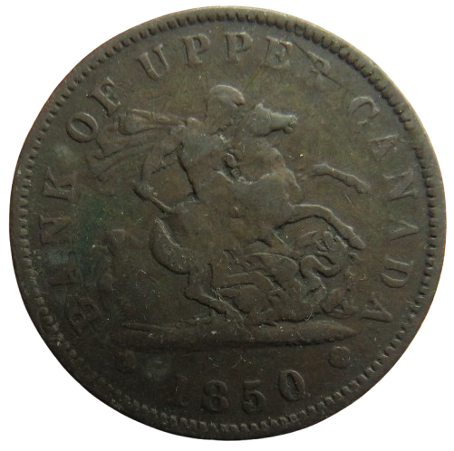 1850 Bank Of Upper Canada One Penny Bank Token