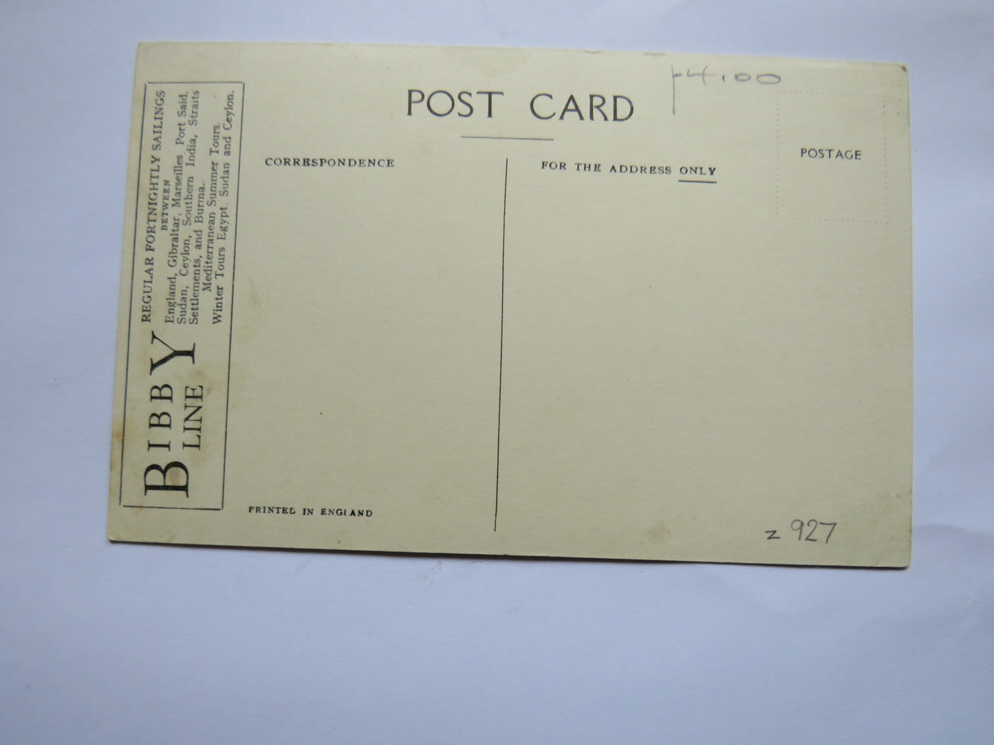 Vintage Shipping Postcard of The M.V. " Staffordshire" "Bibby Line"