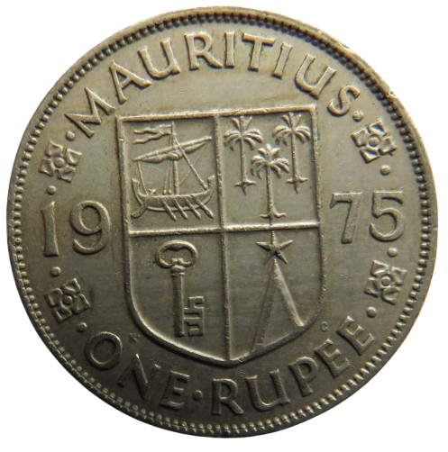 1975 Queen Elizabeth II Mauritius One Rupee Coin