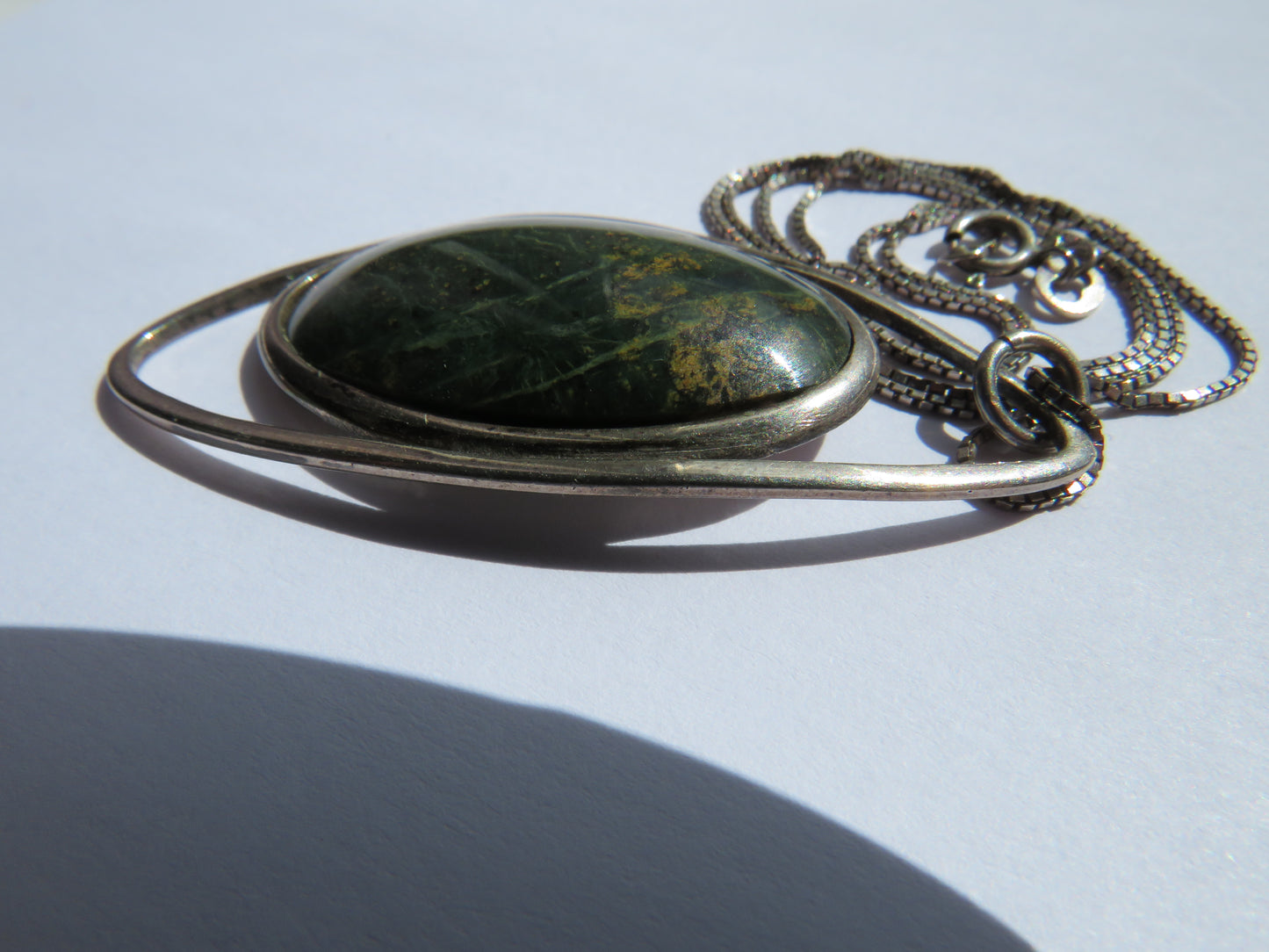 A Good Quality Sterling Silver & Moss Agate Pendant By Hjaltasteyn Ltd Shetland