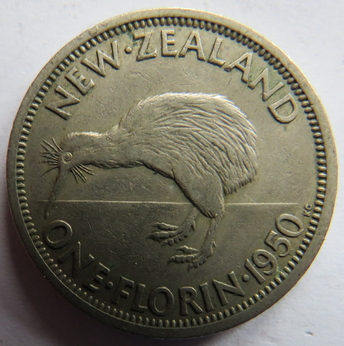 1950 King George VI New Zealand One Florin Coin