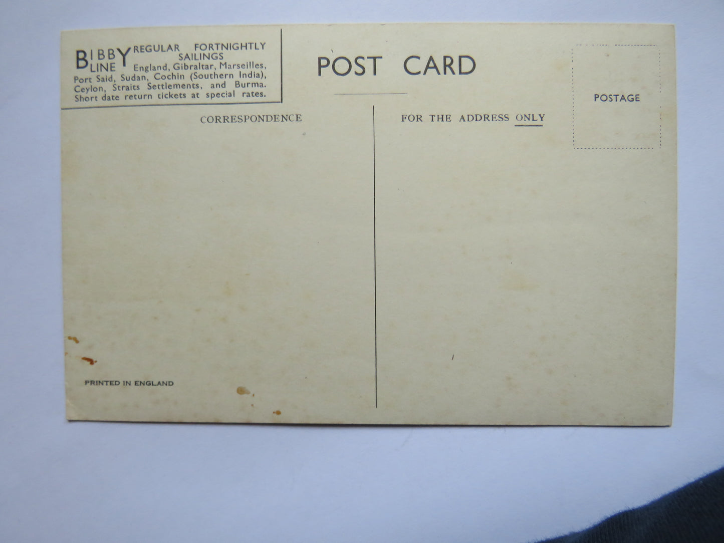 Vintage Shipping Postcard of "Bibby Line" M.V. "Shropshire"