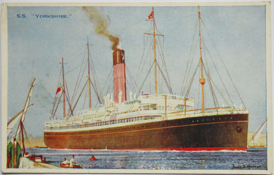 Vintage Shipping Postcard of "Bibby Line" & S.S. "Yorkshire"