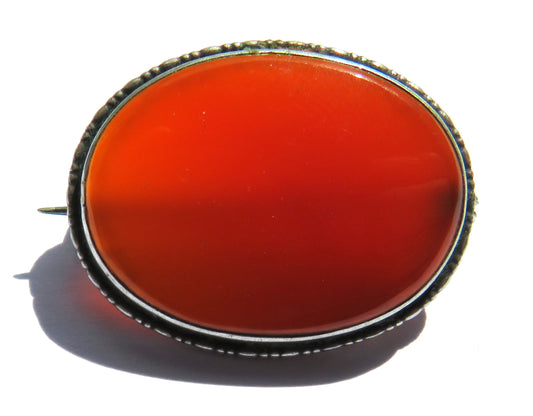 Vintage Silver & Carnelian Ladies Brooch