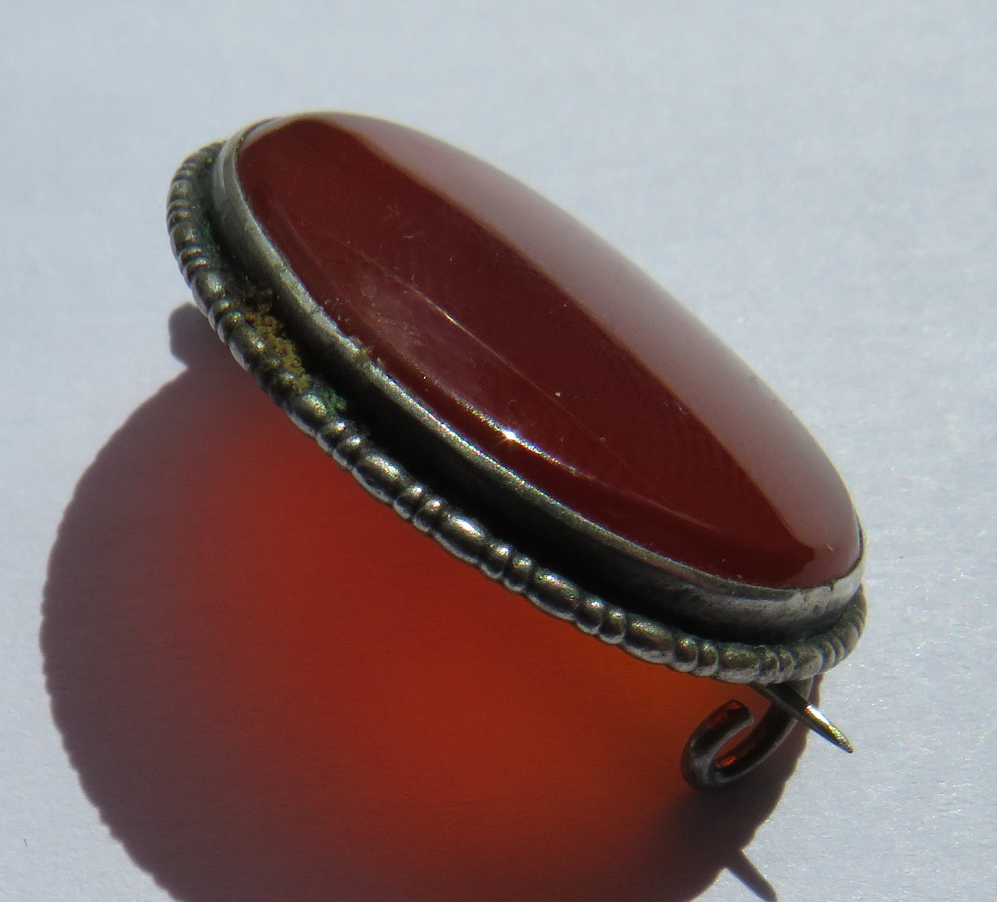 Vintage Silver & Carnelian Ladies Brooch
