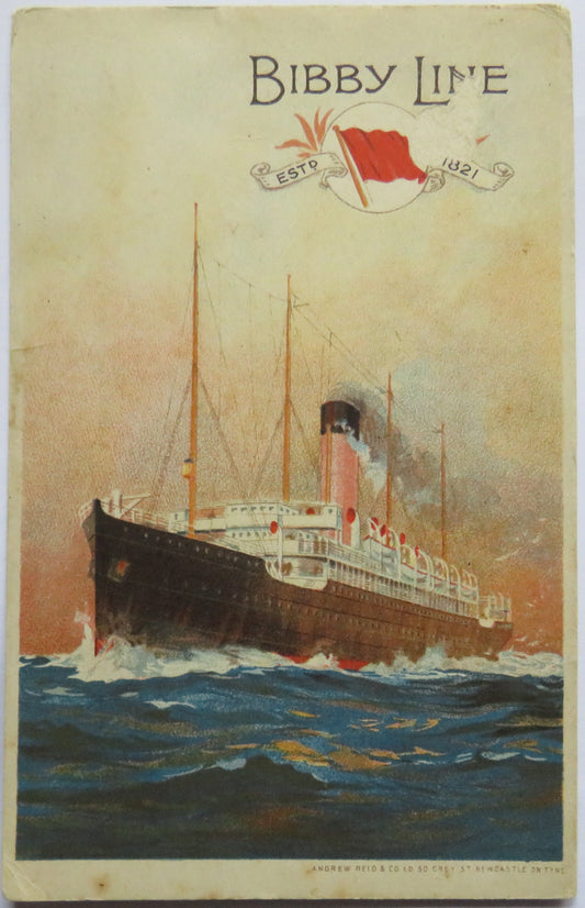 Vintage Shipping Postcard of "Bibby Line"