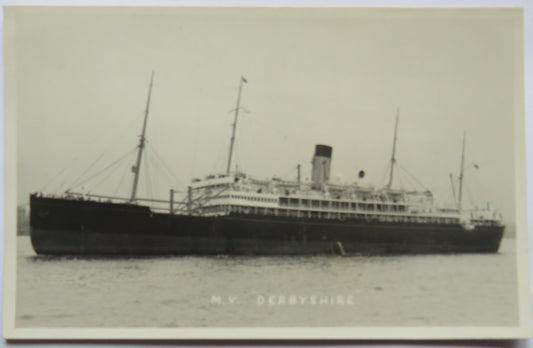 Vintage Shipping Postcard of M.V. "Derbyshire"