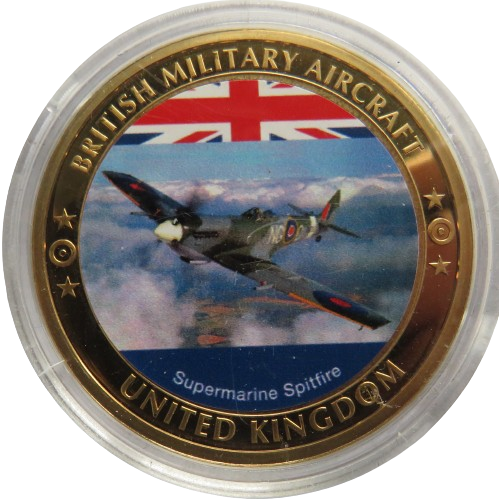 British Military Aircraft Supermarine Spitfire Gold Plated Commemorative Coin