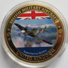 Load image into Gallery viewer, British Military Aircraft Supermarine Spitfire Gold Plated Commemorative Coin
