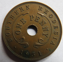 Load image into Gallery viewer, 1951 Southern Rhodesia One Penny Coin
