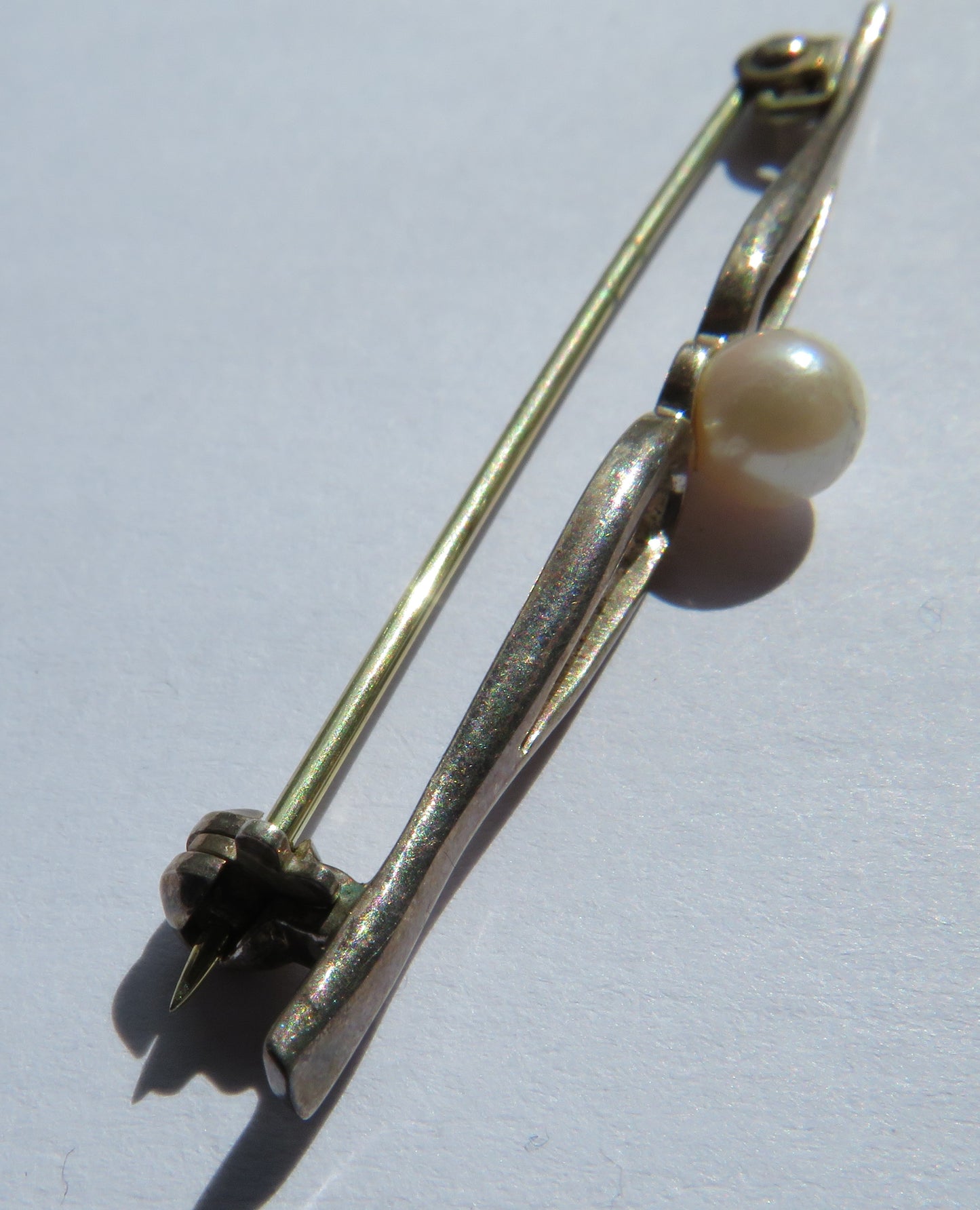 Vintage Sterling Silver & Pearl Ladies Brooch