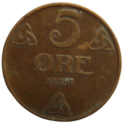 1941 Norway 5 Ore Coin