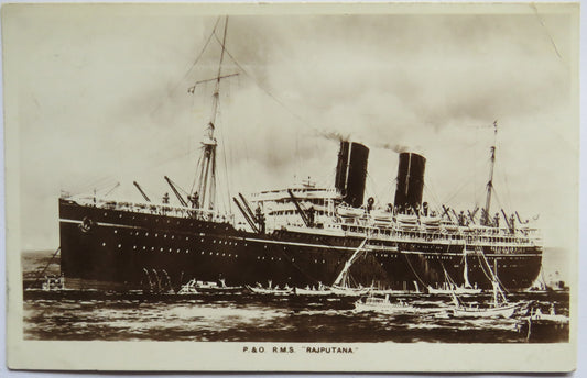 Vintage Shipping Postcard of P & O R.M.S. "Rajputana" 1930 Postmark
