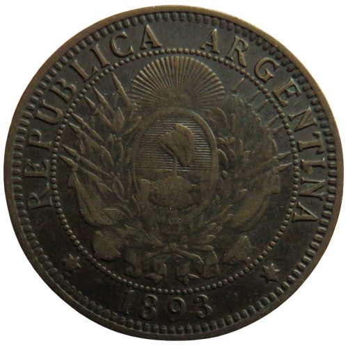 1893 Argentina 2 Centavos Coin