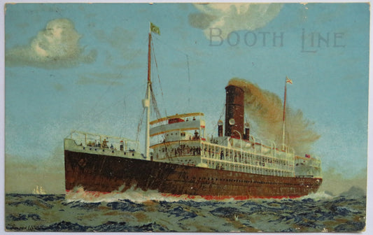 Antique Shipping Postcard of "Booth Line" 1906 Postmark
