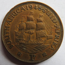 Load image into Gallery viewer, 1945 King George VI South Africa One Penny Coin
