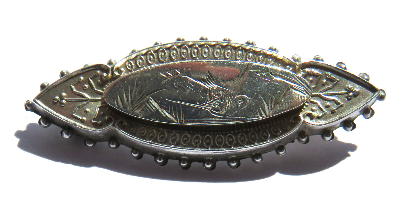 Antique Victorian Sterling Silver Bird Brooch Birmingham 1891