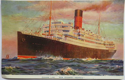 Vintage Postcard of Cunard Line New Steamer "Scythia"
