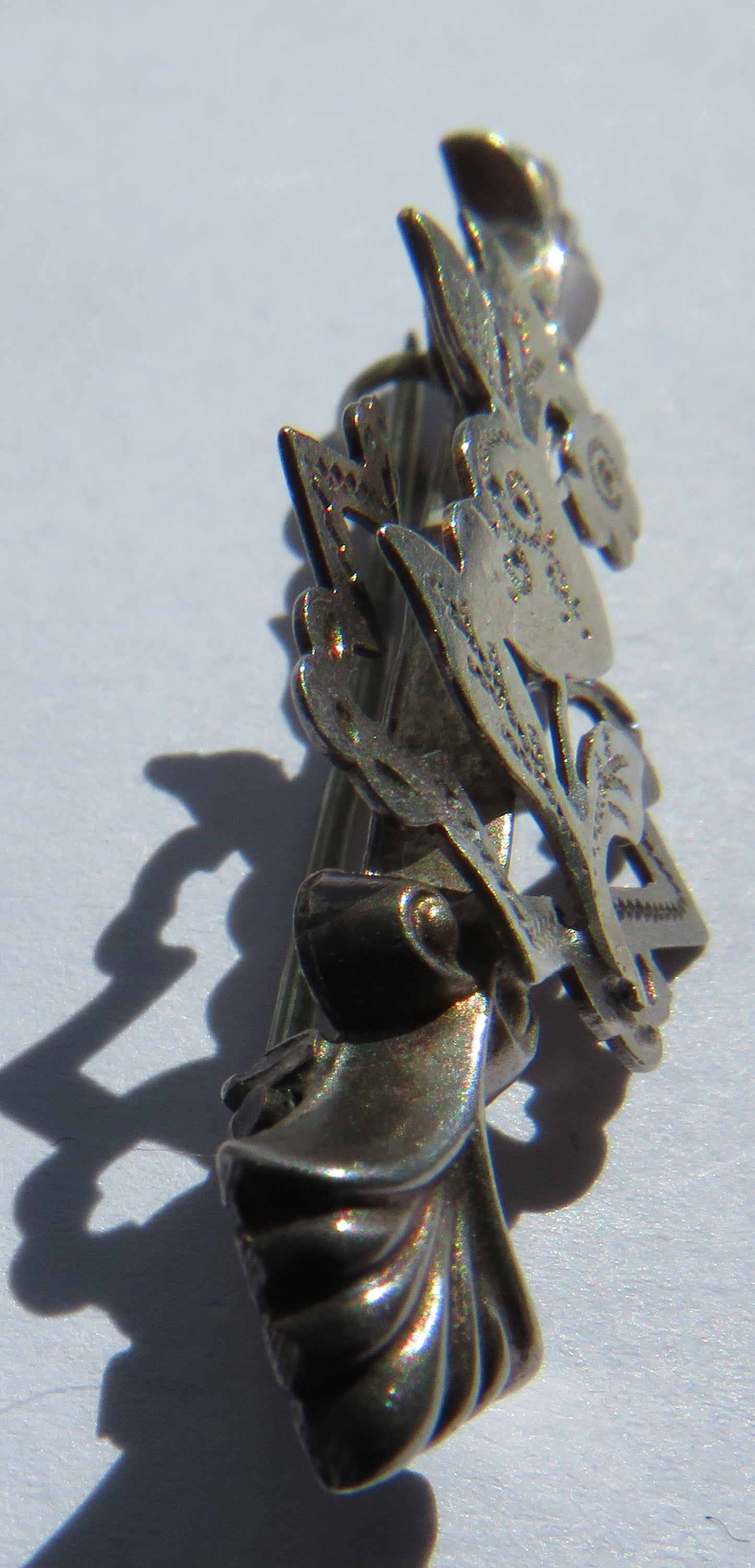 Antique Victorian Sterling Silver Floral Brooch With Chester Hallmarks