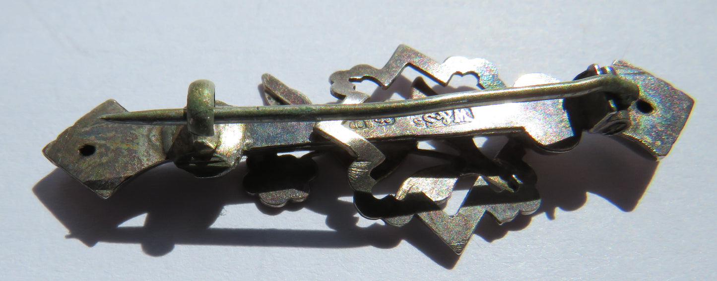 Antique Victorian Sterling Silver Floral Brooch With Chester Hallmarks
