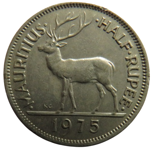 1975 Queen Elizabeth II Mauritius Half-Rupee Coin